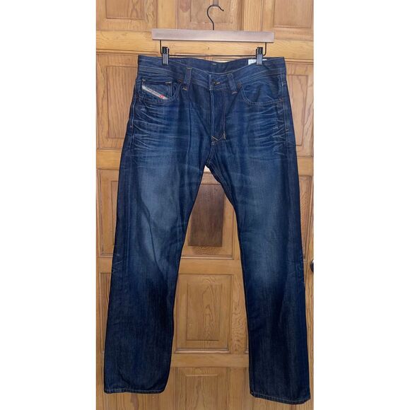Diesel Larkee Jeans Dark Indigo Gunmetal Button Fly Size | 34/32 - Picture 3 of 7